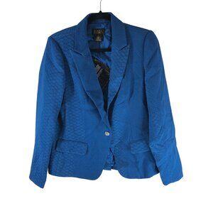 Iman Womens Blue Textured Blazer Jacket Size M